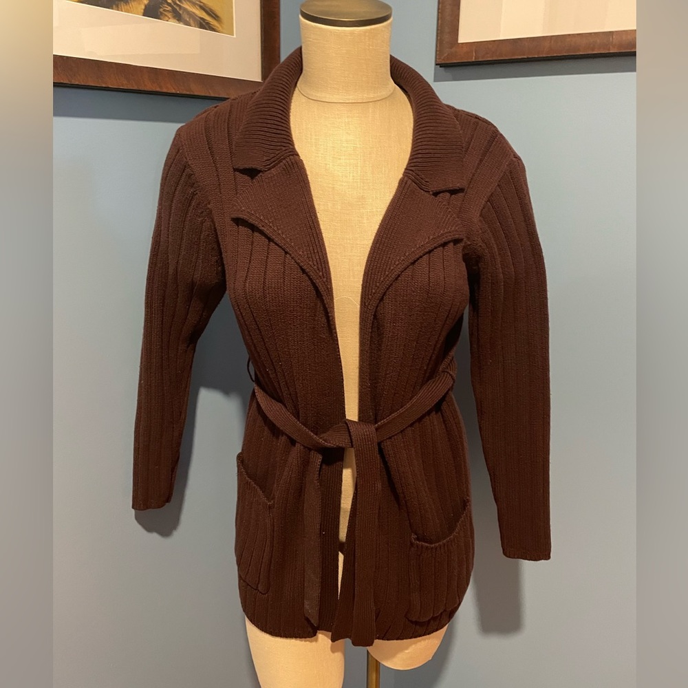 Worthington Essentials Small Tie Brown Sweater